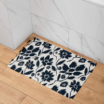 Canvas de Creme Floral Azul Escuro Elegante