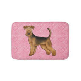 Tapete De Banheiro Cão Airedale Terrier Amor Com Padrão de Coração Ro