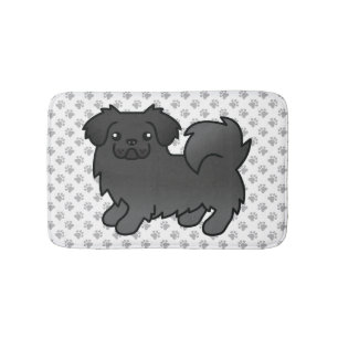 Tapete De Banheiro Cão e patas de cartoon japonês negro em espanhol
