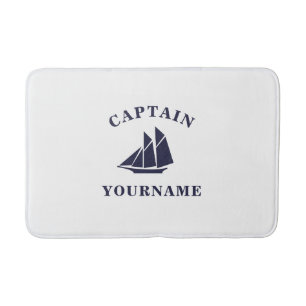Tapete De Banheiro Capitão com seu nome: Sailboat Nautical Bath Mat