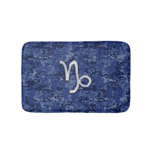 Tapete De Banheiro Capricórnio Zodiac Símbolo Azul Camuflagem Digital
