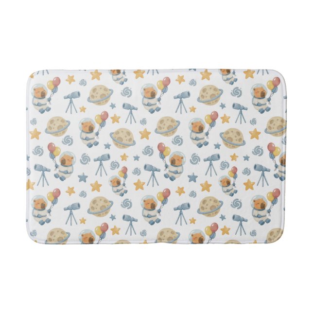 Tapete De Banheiro Capybara Astronaut Pattern Bath Mat (Frente)