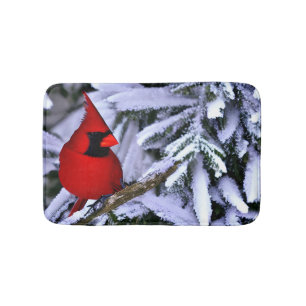 Tapete De Banheiro Cardeal Vermelho Inverno