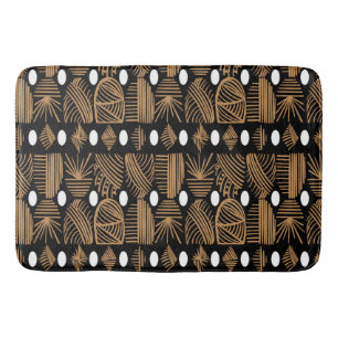 Tapete De Banheiro Caribe Tribal Mudclose: Preto, Branco, Dourado