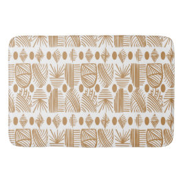 Tapete De Banheiro Caribe Tribal Mudcloth: Branco, Dourado