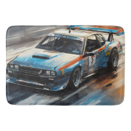 Tapete De Banheiro Carro de Corrida Azul esportivo