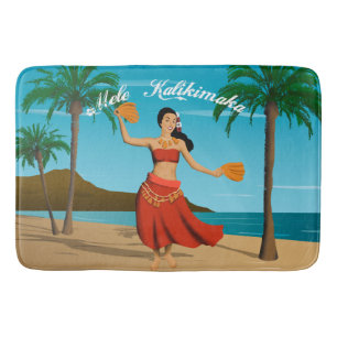 Tapete De Banheiro Cartão havaiano de Mele Kalikimaka do vintage