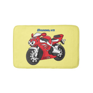 Tapete De Banheiro Cartografia de motocicleta vermelha-branca