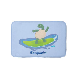 Tapete De Banheiro Cartografia de surf de tartaruga engraçada