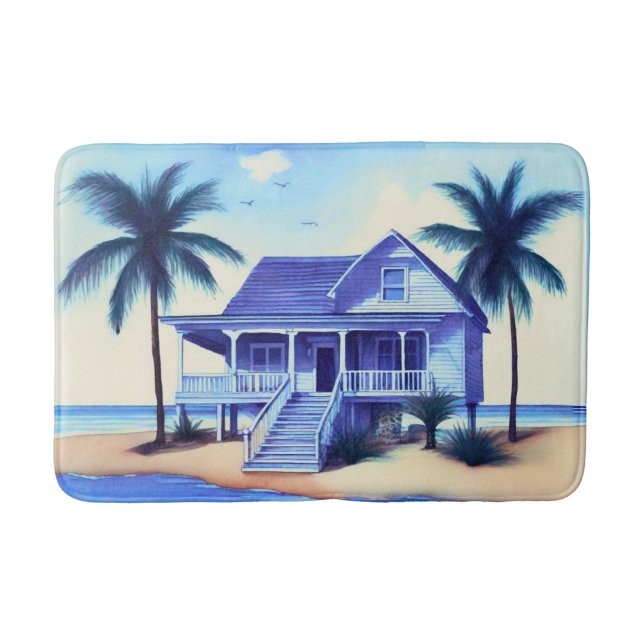 Tapete De Banheiro Casa da Praia com Palm Trees (Frente)