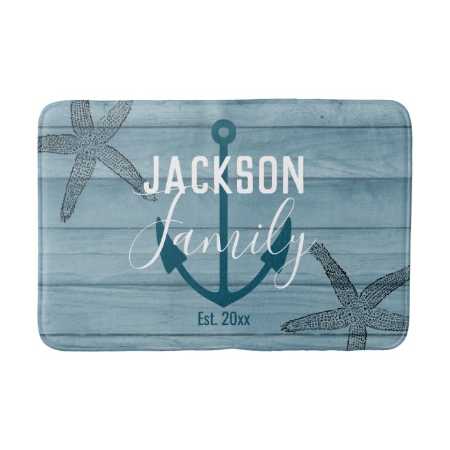 Tapete De Banheiro Casa de Praia da Família Costeira de Peixes de Mad (Frente)