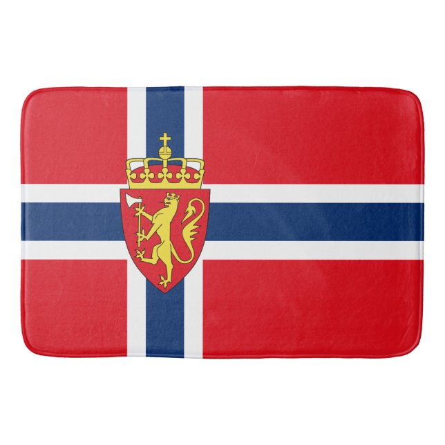Tapete De Banheiro Casaco de armas da Noruega sob pavilhão da Noruega (Frente)