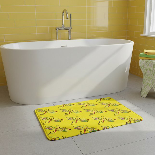 Tapete De Banheiro Casaco de banho de libélulas coloridas (Criador carregado)