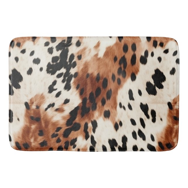 Tapete De Banheiro Castanho-Creme-Animal Cowhide (Frente)
