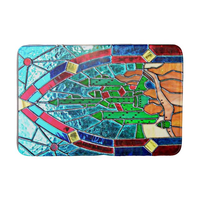 Tapete De Banheiro Castelo esmeralda Stainglass de mágico de Oz (Frente)
