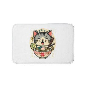 Tapete De Banheiro Cat Noodle Japonês Anime ga Kawaii Cat