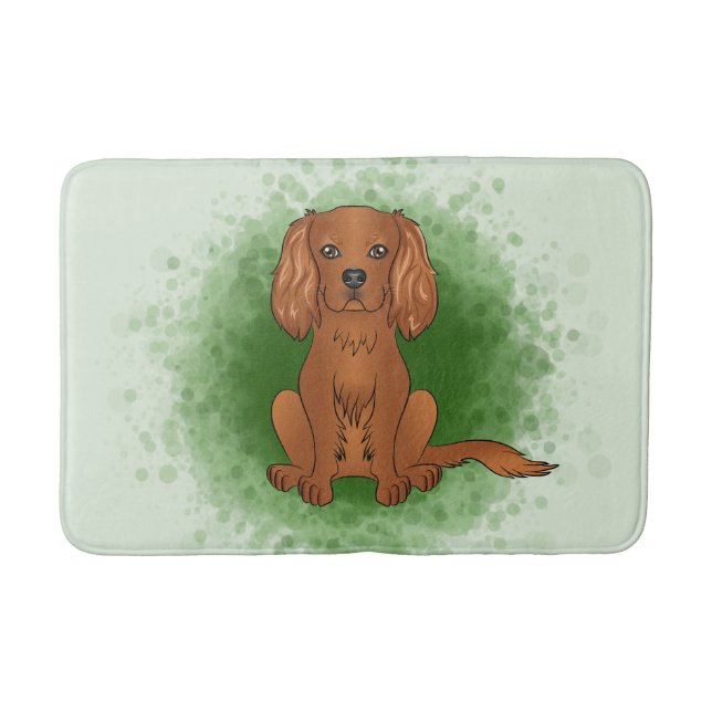 Tapete De Banheiro Cavalier King Charles Spaniel de Ruby em Verde (Frente)