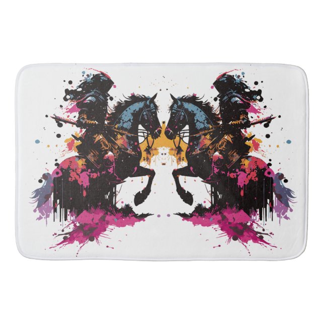 Tapete De Banheiro Cavalo de cavalaria de guerra na aquarela (Frente)