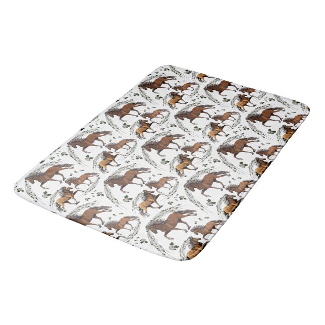 Tapete De Banheiro Cavalo islandês Elska e Flores (Angulado)