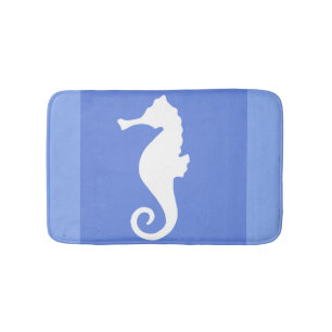 Tapete De Banheiro Cavalo marinho azul