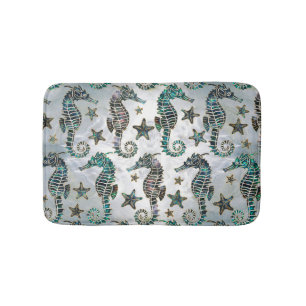 Tapete De Banheiro Cavalo marinho Starfish Abalone Patterno