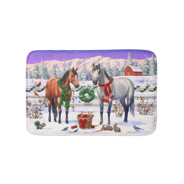 Tapete De Banheiro Cavalos de Cinza de Baía e Apidra na Fazenda de Na (frente)