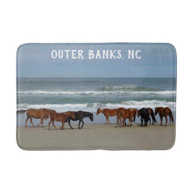 Tapete De Banheiro Cavalos Selvagens Outer Banks OBX Carolina do Nort (Frente)