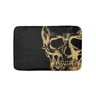 Tapete De Banheiro Caveira Dourada Bath Mat