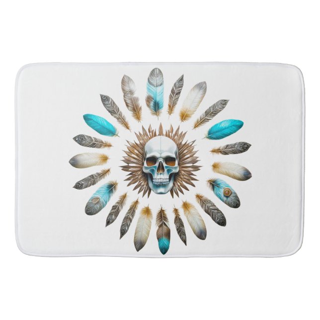 Tapete De Banheiro Caveira e Penas 01 (Frente)