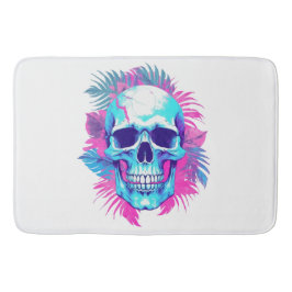 Tapete De Banheiro Caveira Floral em Estilo Vaporwave