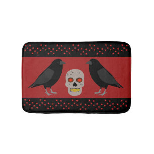 Tapete De Banheiro Caveira Gótica e o Guardião Ravens Halloween