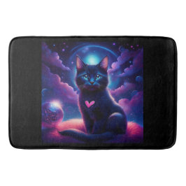 Tapete De Banheiro Cena de Fantasia Gatinho Preto Olhos Azuis Lindos