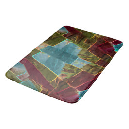 Tapete De Banheiro Cera esculpida castanha e azul com aspecto esculpi