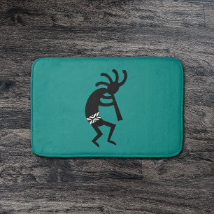 Tapete De Banheiro Cerceta e preto do sudoeste de Kokopelli