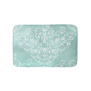 Tapete De Banheiro Cerceta elegante e damasco branco