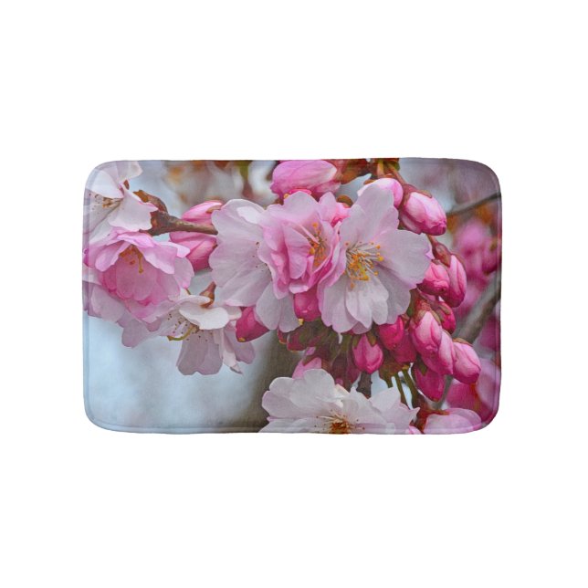 Tapete De Banheiro Cereja rosa floresce (frente)