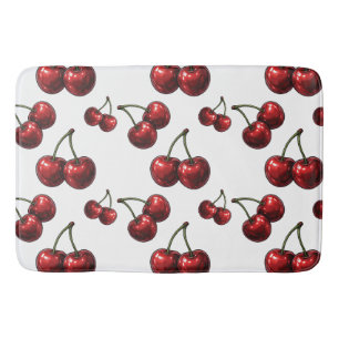 Tapete De Banheiro Cerejas Vermelhas Brilhantes Glam Retro Branco