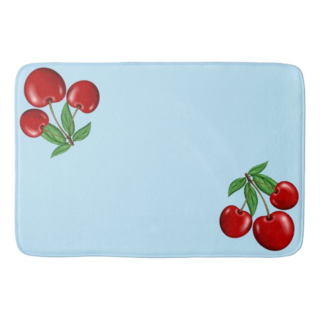 Tapete De Banheiro Cerejas Vermelhas Design Personalizável (Frente)