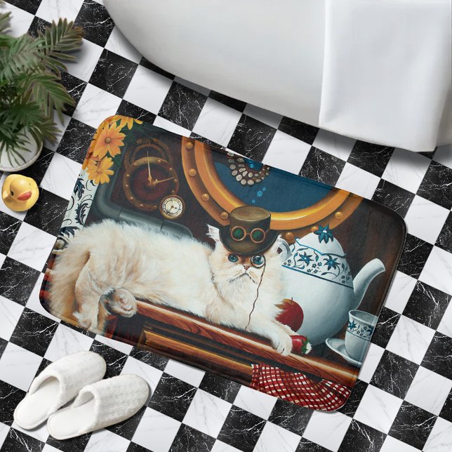 Tapete De Banheiro Chá de Gato Submarino Steampunk (Criador carregado)