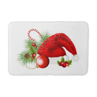 Tapete De Banheiro Chapéu vermelho do papai noel do Natal