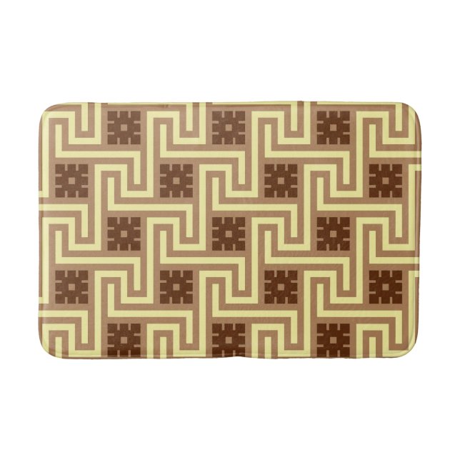 Tapete De Banheiro Chave Grega Deco, Tan, Marrom e Amarelo (Frente)