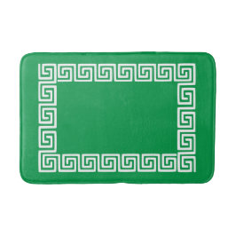 Tapete De Banheiro Chave Grega Préppy – Verde & Branco