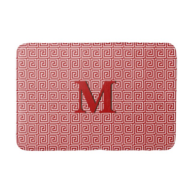 Tapete De Banheiro Chave grega, vermelho profundo e branco (Frente)