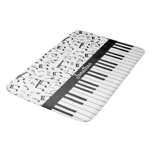 Tapete De Banheiro Chaves de piano e notas de música de na moda branc