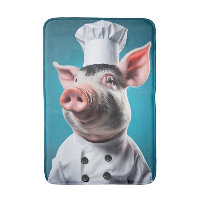 Tapete De Banheiro Chef Pig (Frente Vertical)
