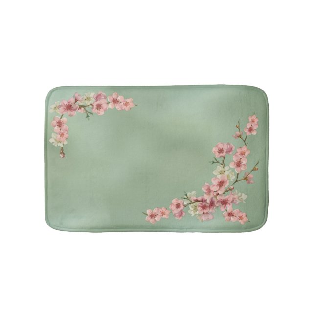 Tapete De Banheiro Cherry Blossoms em Rosa e Teal (frente)