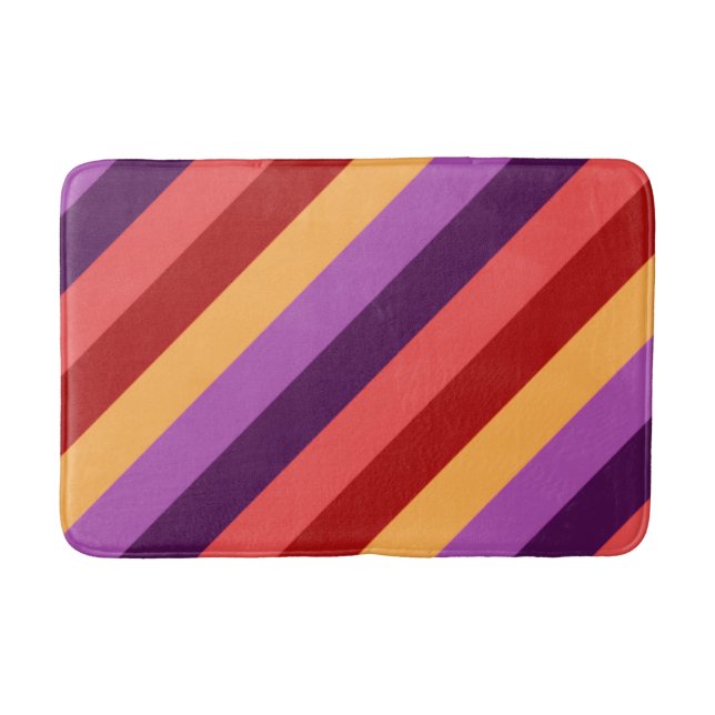 Tapete De Banheiro Cherry Red Violet Stripes Medium Bath Mat (Frente)