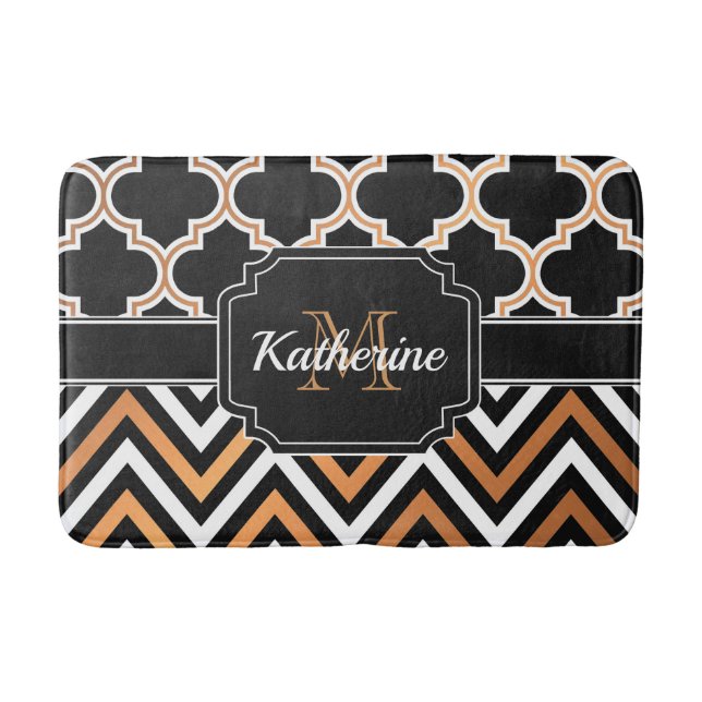 Tapete De Banheiro Chevron e Quatrefoil (Frente)