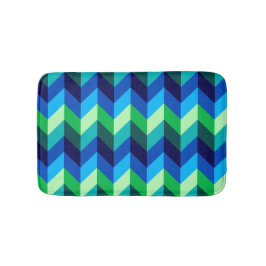 Tapete De Banheiro Chevrons Verdes Azuis Pequenos Bath Mat
