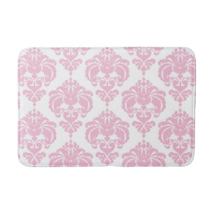 Tapete De Banheiro Chic Elegante de Damasco Rosa e Branco